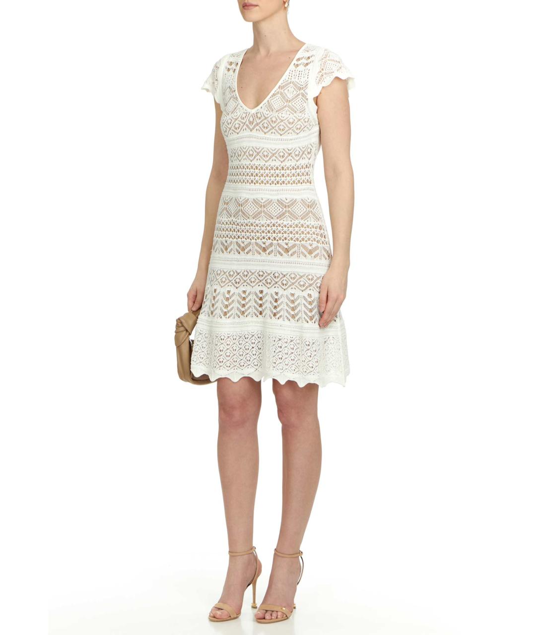 TWIN-SET Белое вискозное коктейльное платье, фото 2