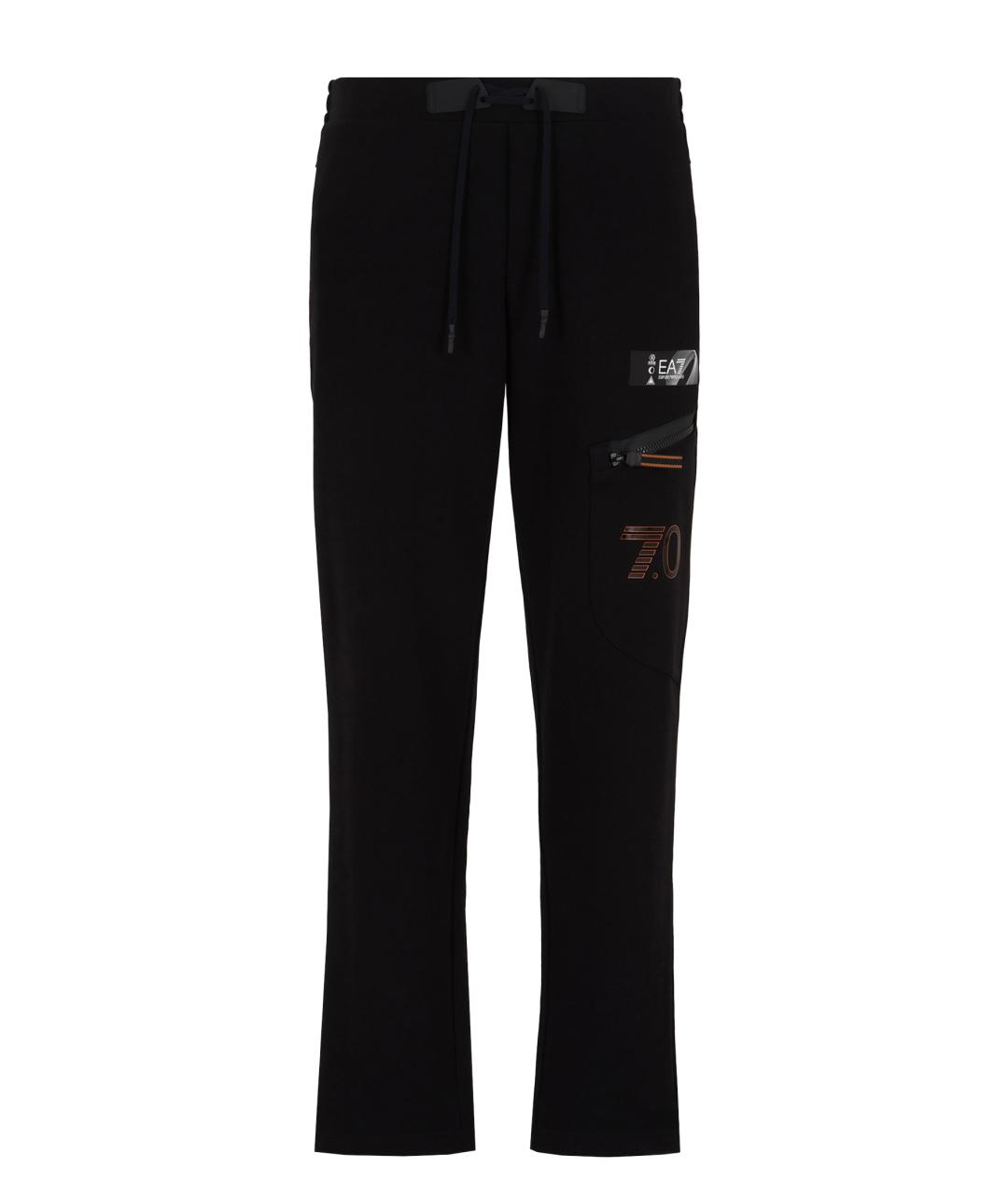 EA7 Черные хлопковые повседневные брюки, фото 1