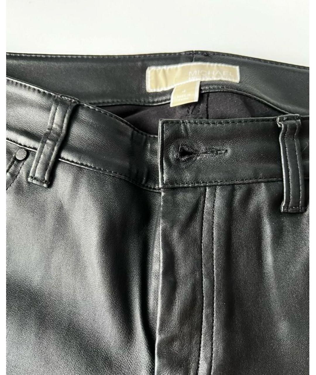 MICHAEL KORS Черные кожаные брюки узкие, фото 2