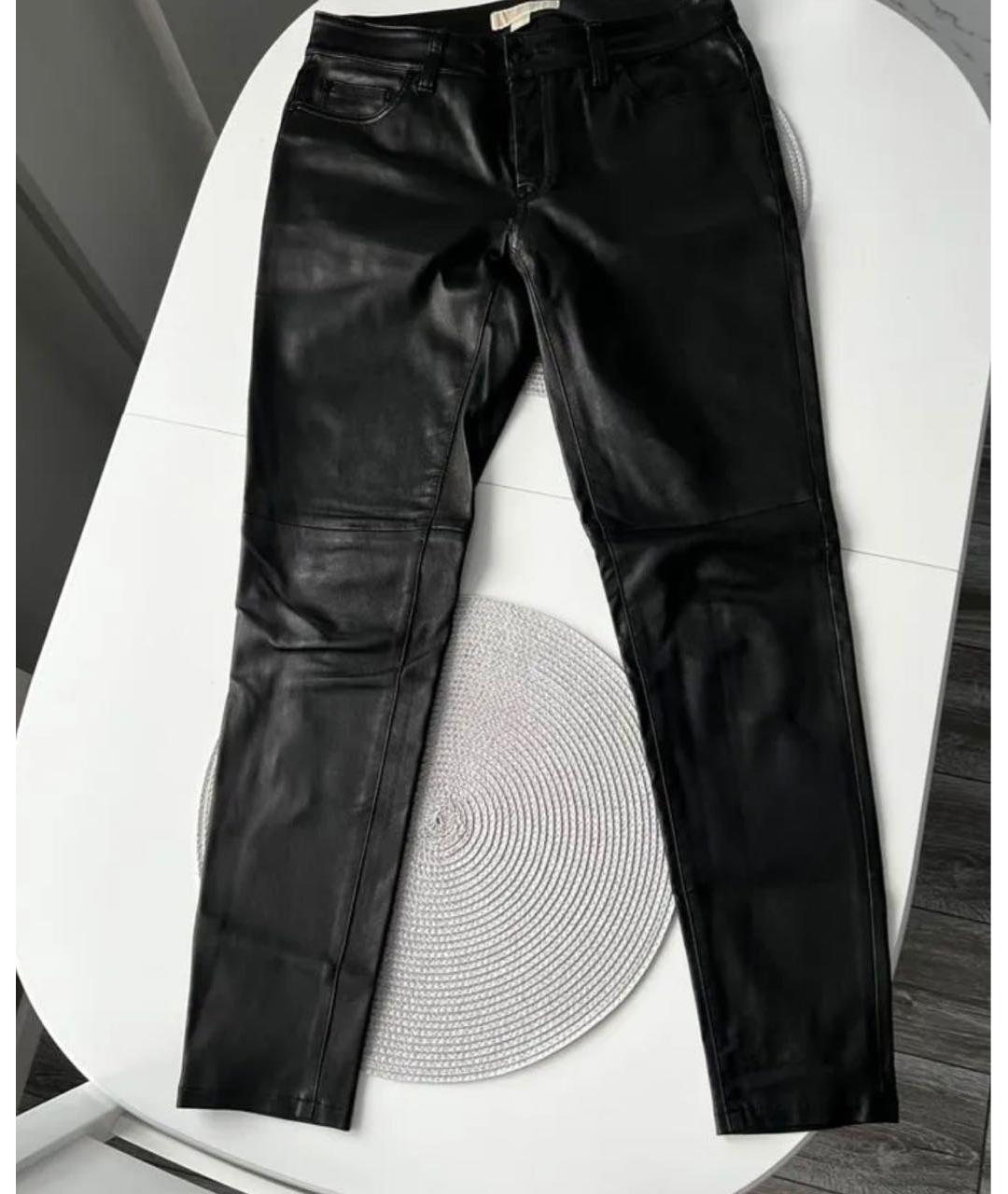 MICHAEL KORS Черные кожаные брюки узкие, фото 4