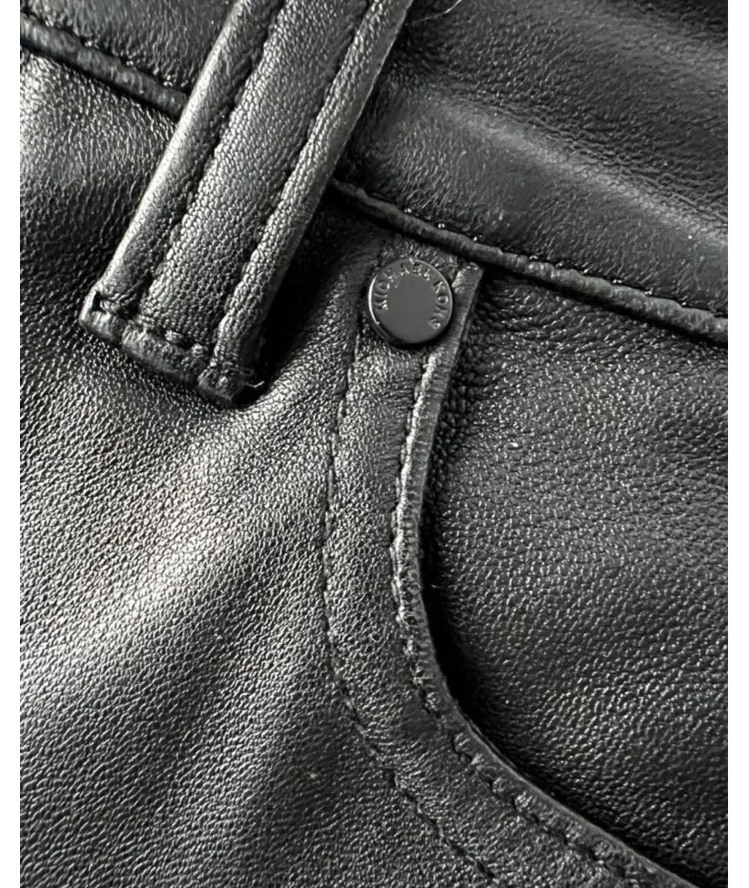MICHAEL KORS Черные кожаные брюки узкие, фото 3
