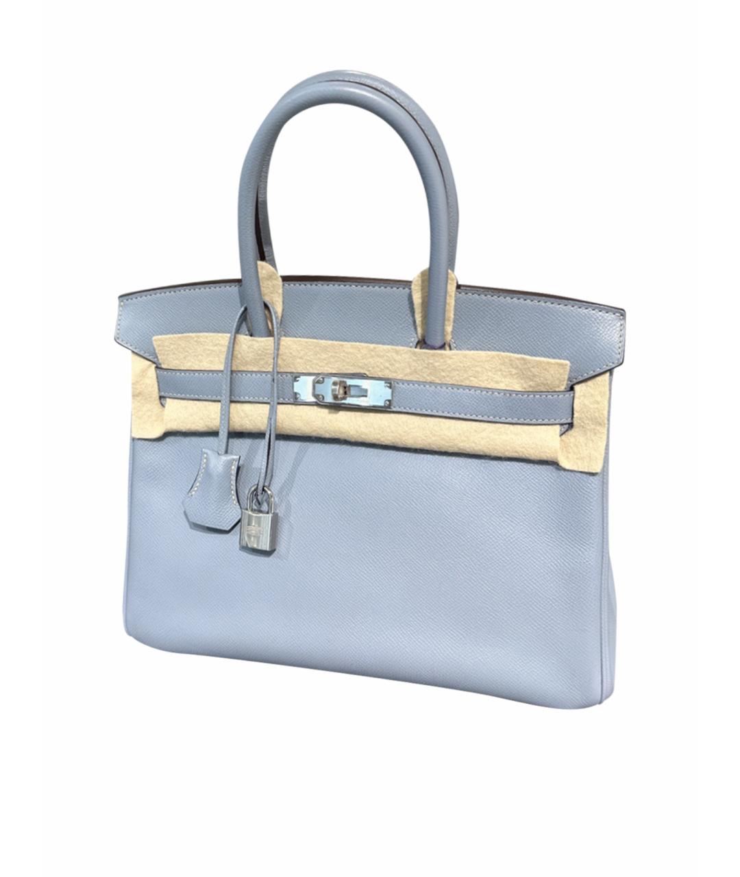 HERMES Голубая кожаная сумка с короткими ручками, фото 11