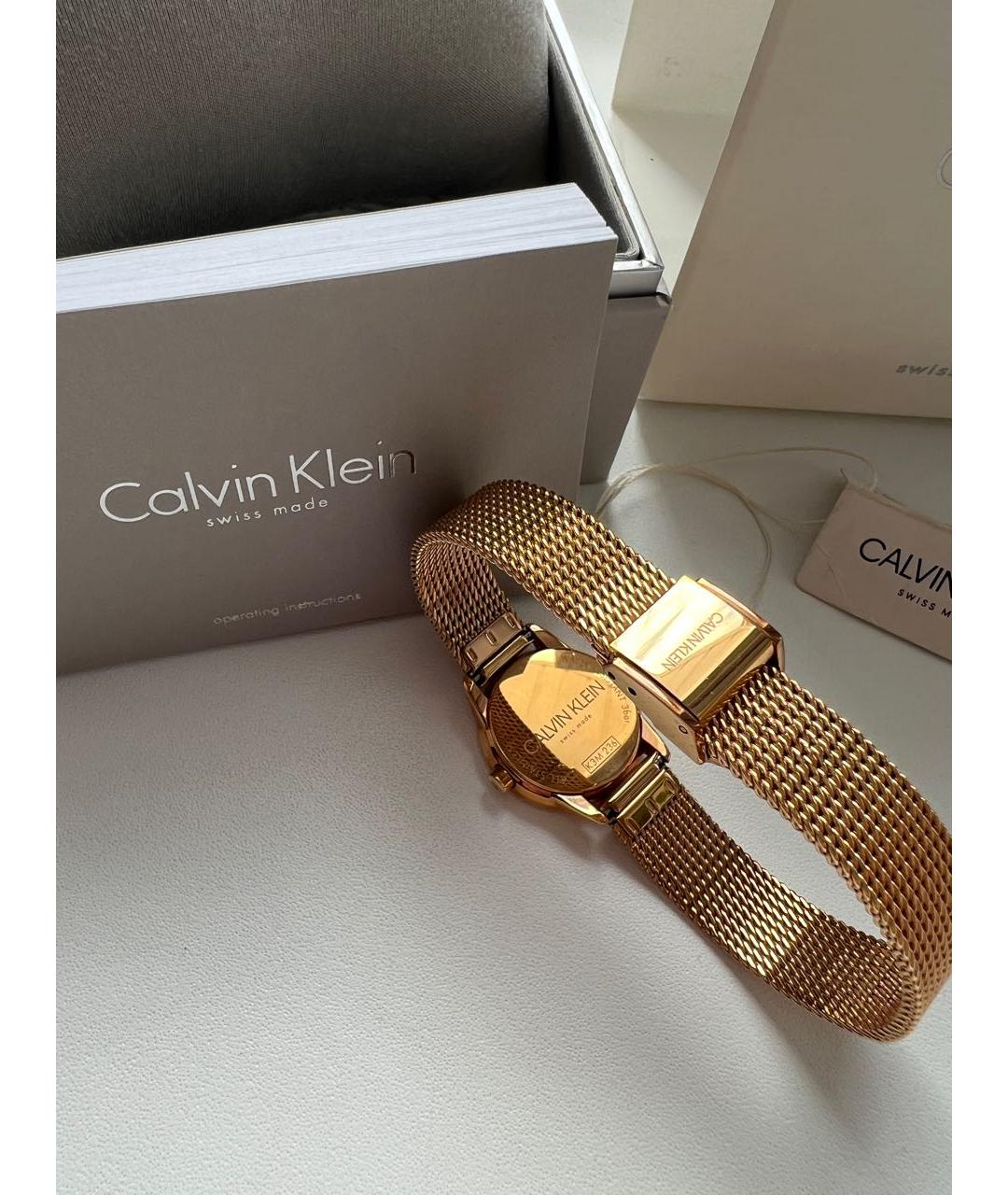 CALVIN KLEIN Золотые стеклянные часы, фото 2