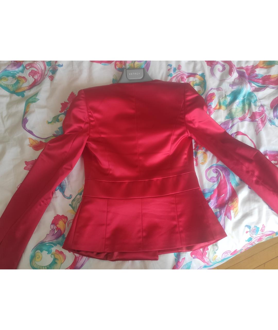 ELISABETTA FRANCHI Красный атласный жакет/пиджак, фото 4