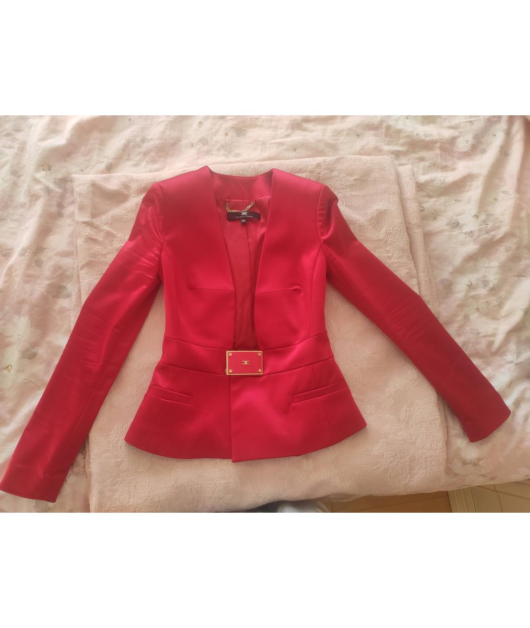 ELISABETTA FRANCHI Красный атласный жакет/пиджак, фото 5