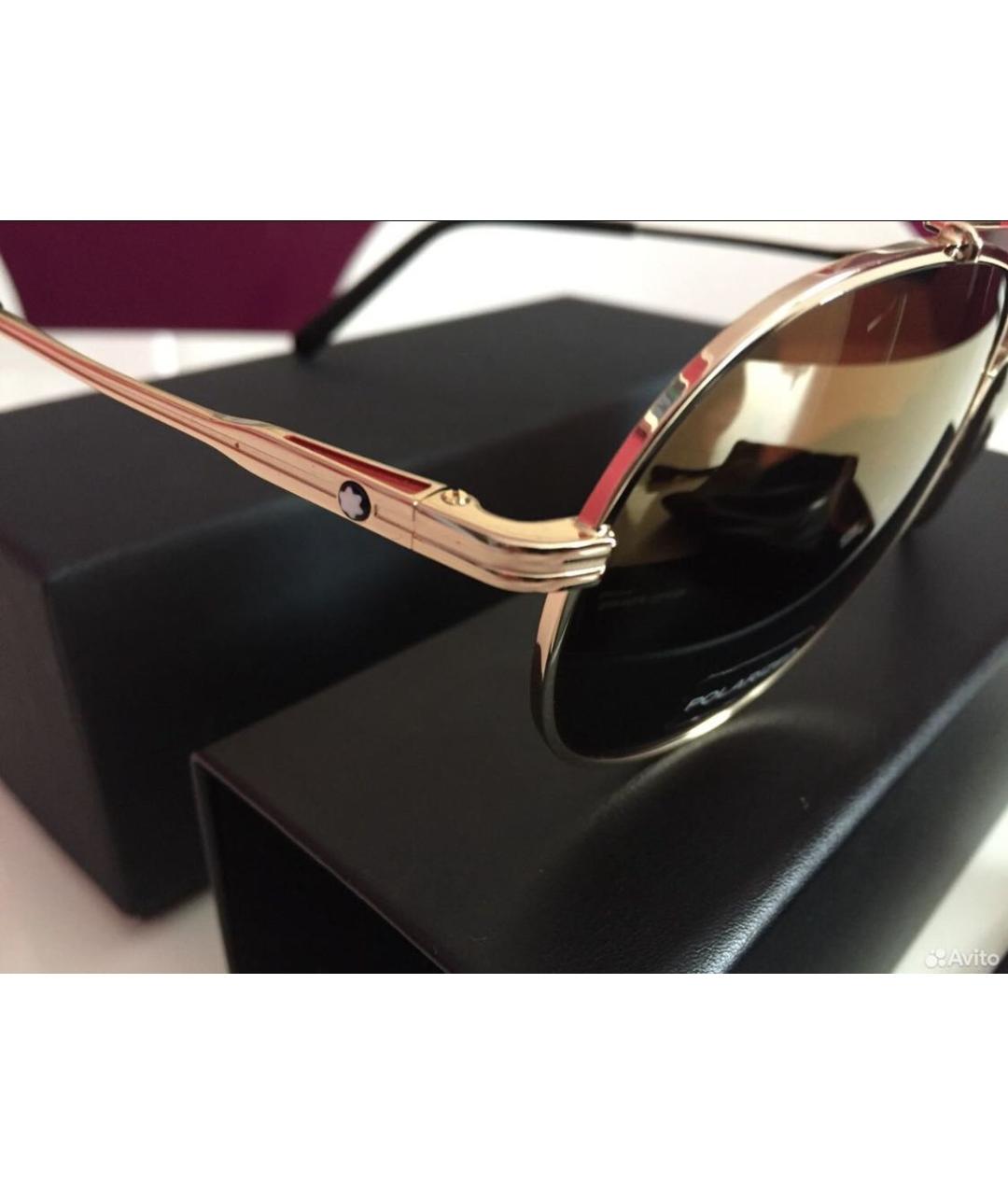 MONTBLANC Золотые металлические солнцезащитные очки, фото 2