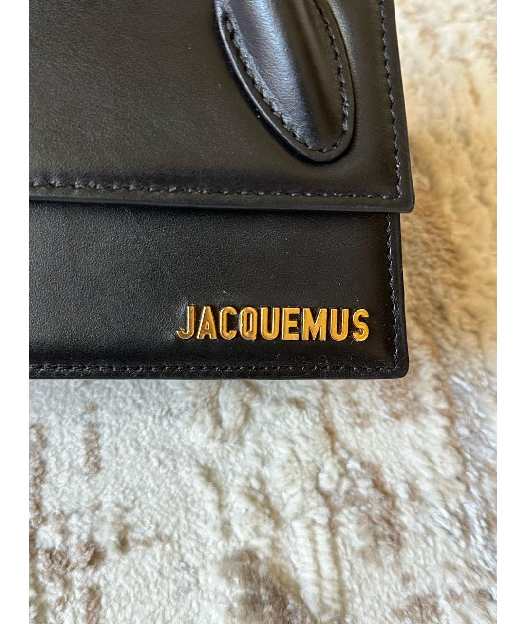 JACQUEMUS Черная кожаная сумка с короткими ручками, фото 2
