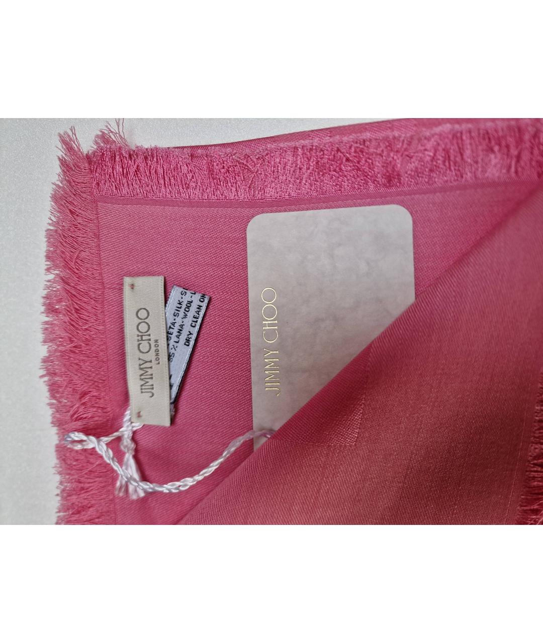 JIMMY CHOO Розовый шелковый платок, фото 6