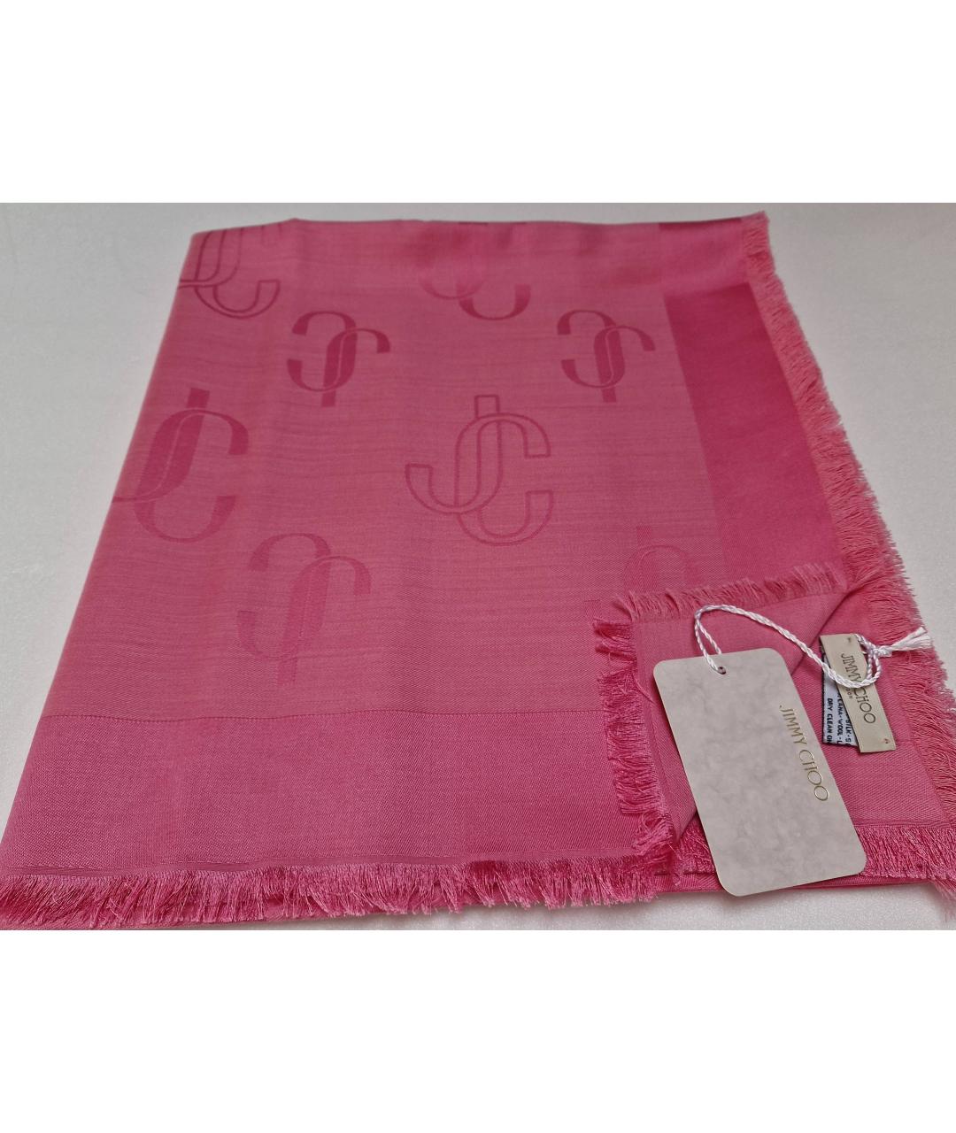 JIMMY CHOO Розовый шелковый платок, фото 7