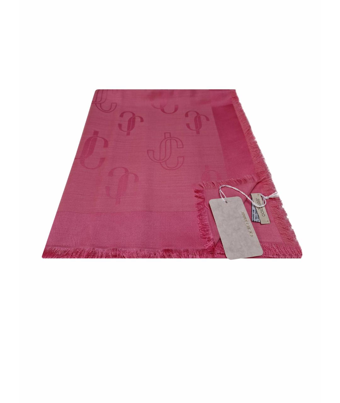 JIMMY CHOO Розовый шелковый платок, фото 1
