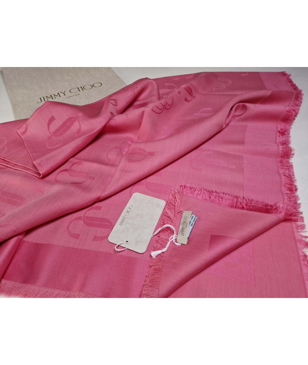JIMMY CHOO Розовый шелковый платок, фото 3