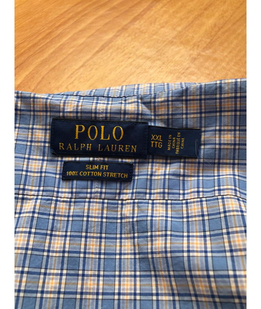 POLO RALPH LAUREN Голубая хлопковая классическая рубашка, фото 3