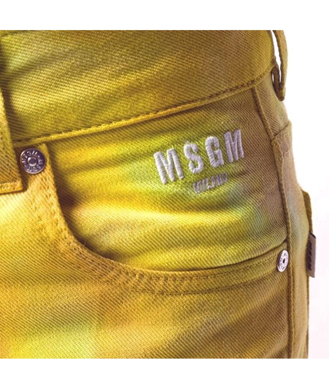 MSGM Горчичные хлопковые прямые джинсы, фото 4
