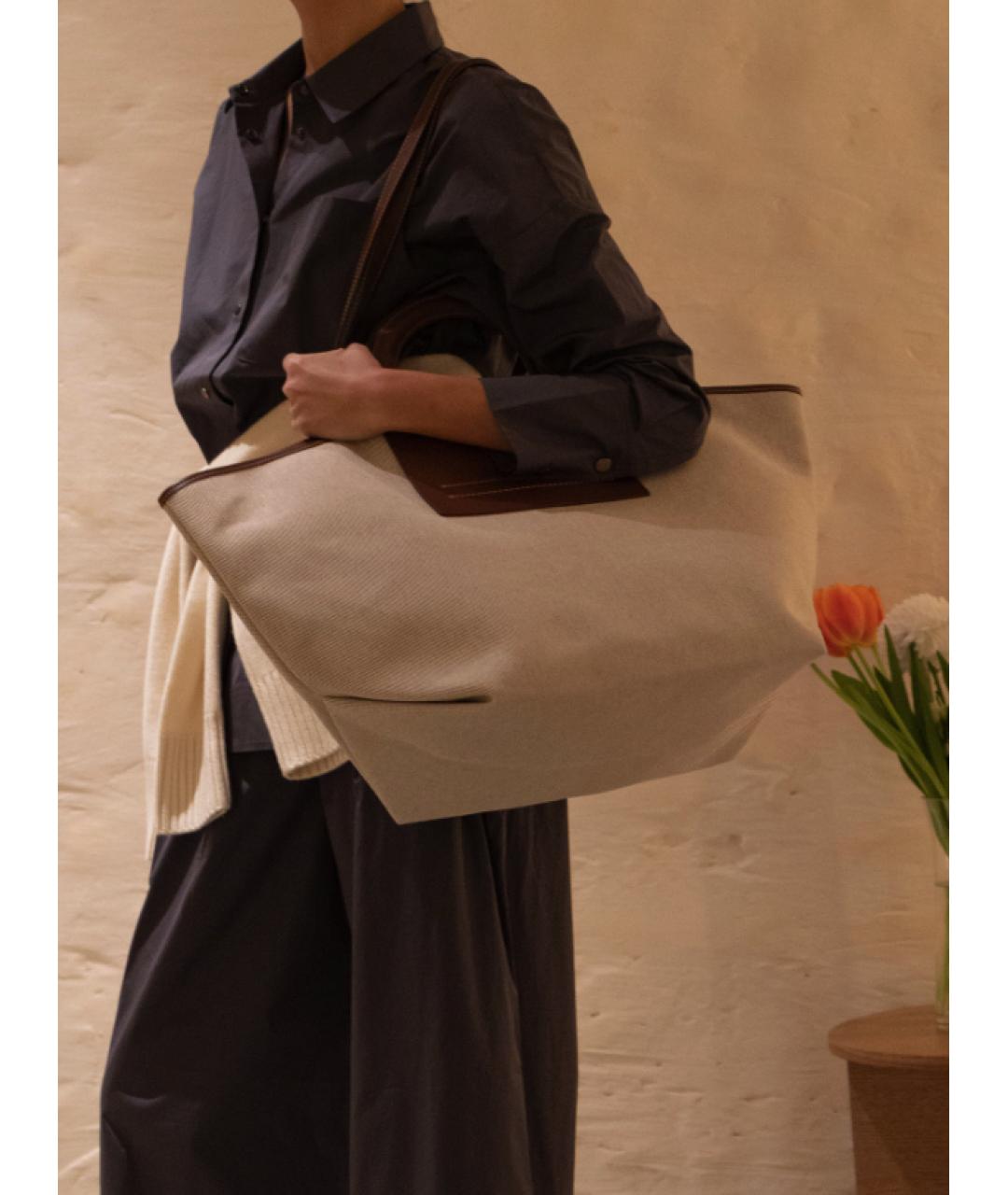 HEREU Бежевая хлопковая пляжная сумка, фото 5