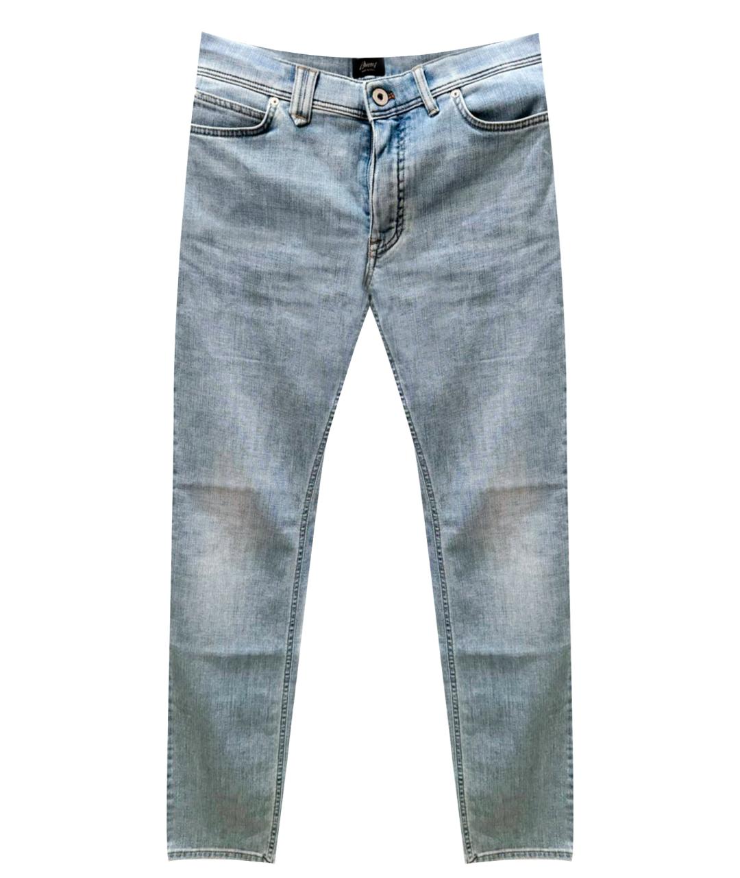BRIONI Голубые хлопковые джинсы скинни, фото 1