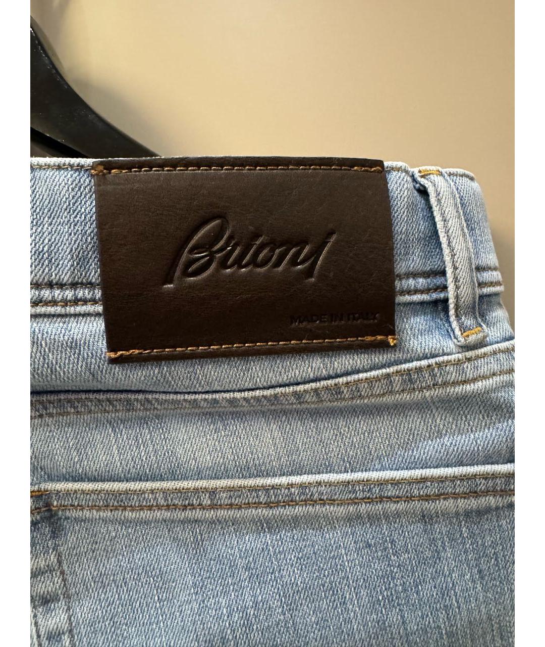 BRIONI Голубые хлопковые джинсы скинни, фото 3