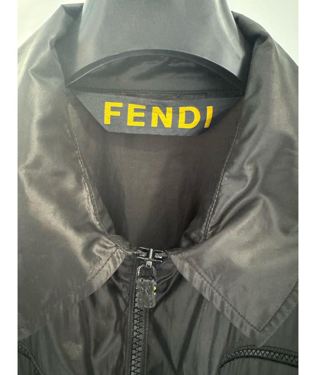 FENDI Черная полиэстеровая куртка, фото 3