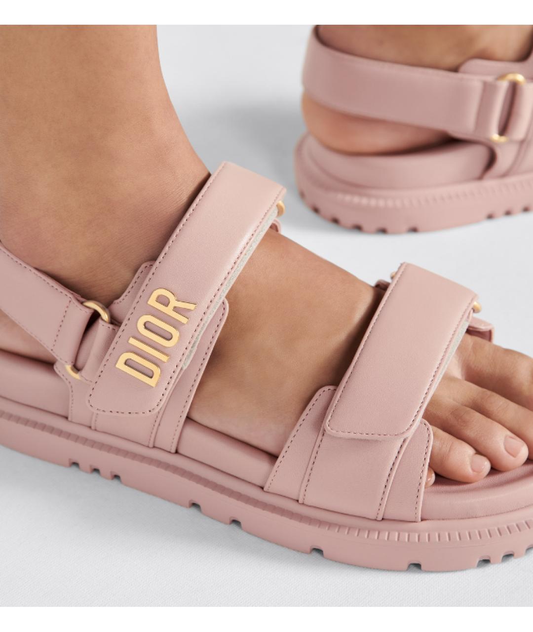 CHRISTIAN DIOR Розовые кожаные сандалии, фото 4