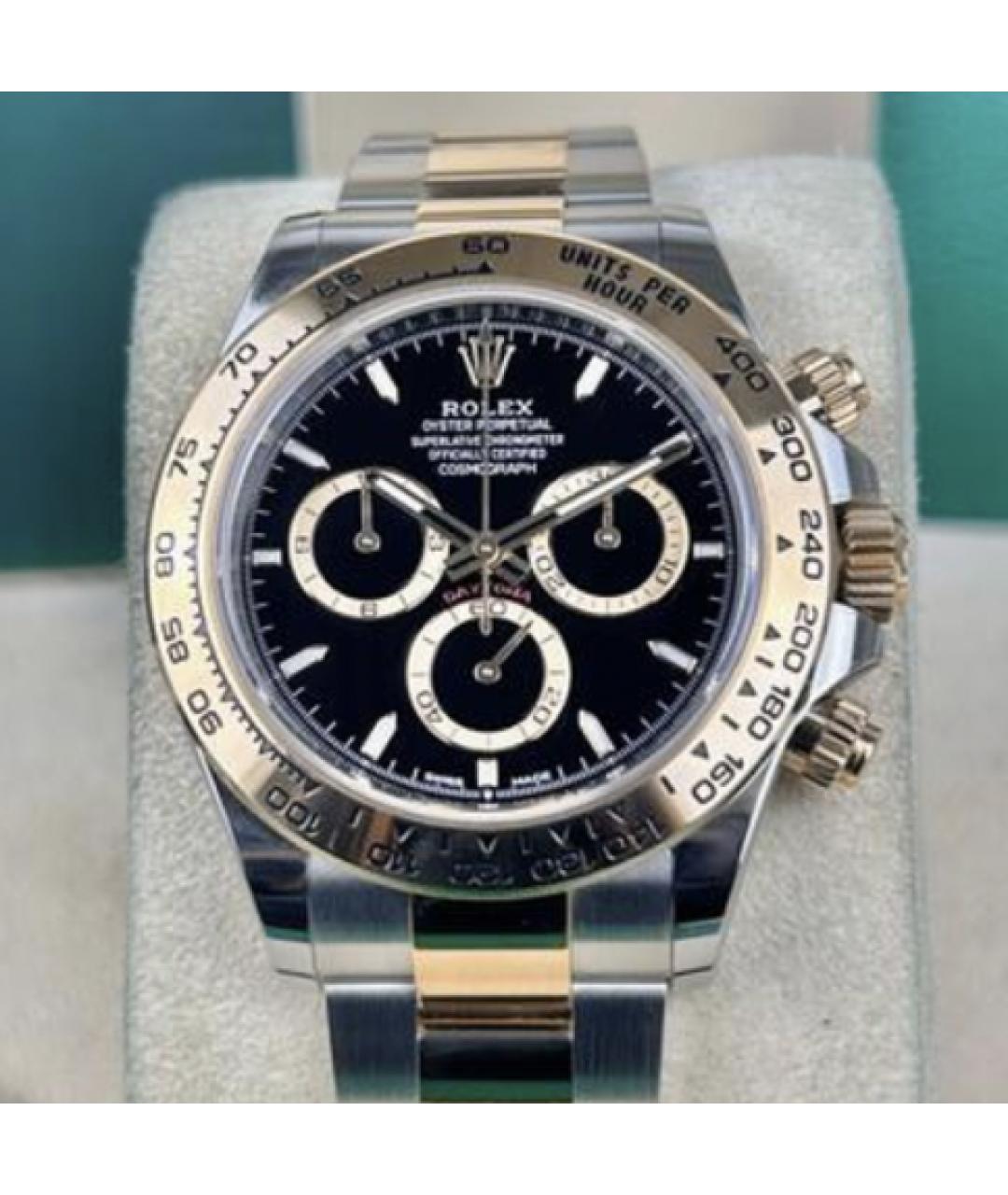 ROLEX Черные часы из желтого золота, фото 2