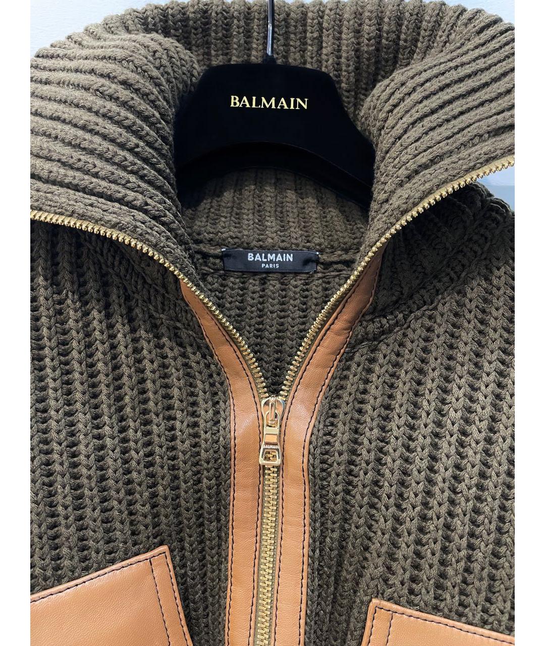 BALMAIN Хаки шерстяной джемпер / свитер, фото 3