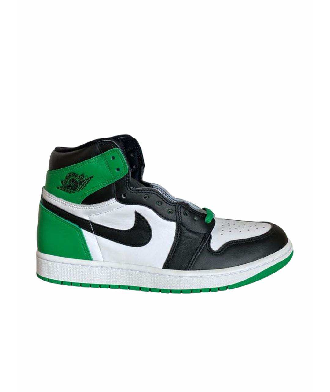 JORDAN Зеленые кожаные высокие кроссовки / кеды, фото 1