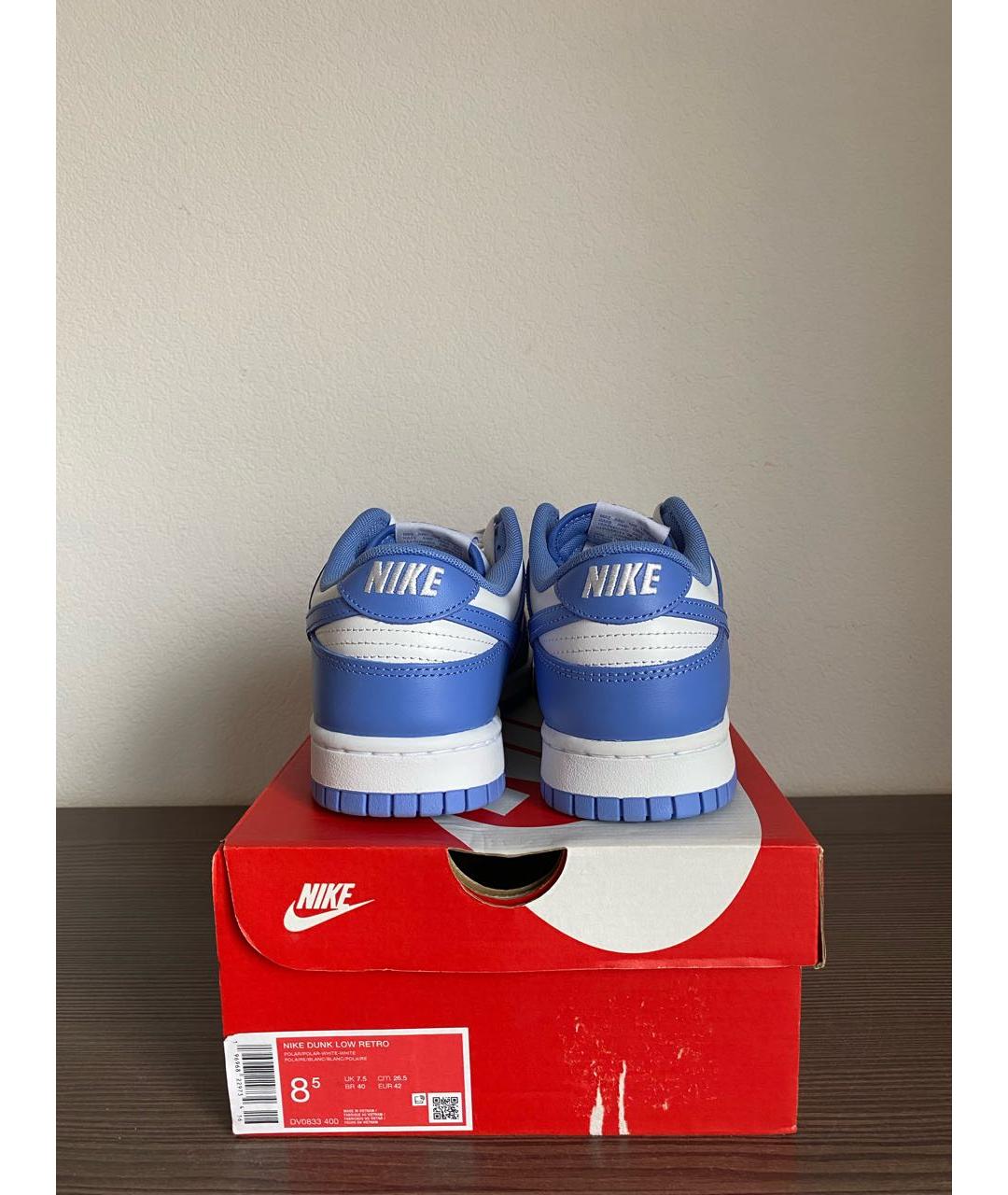 NIKE Синие кожаные низкие кроссовки / кеды, фото 4