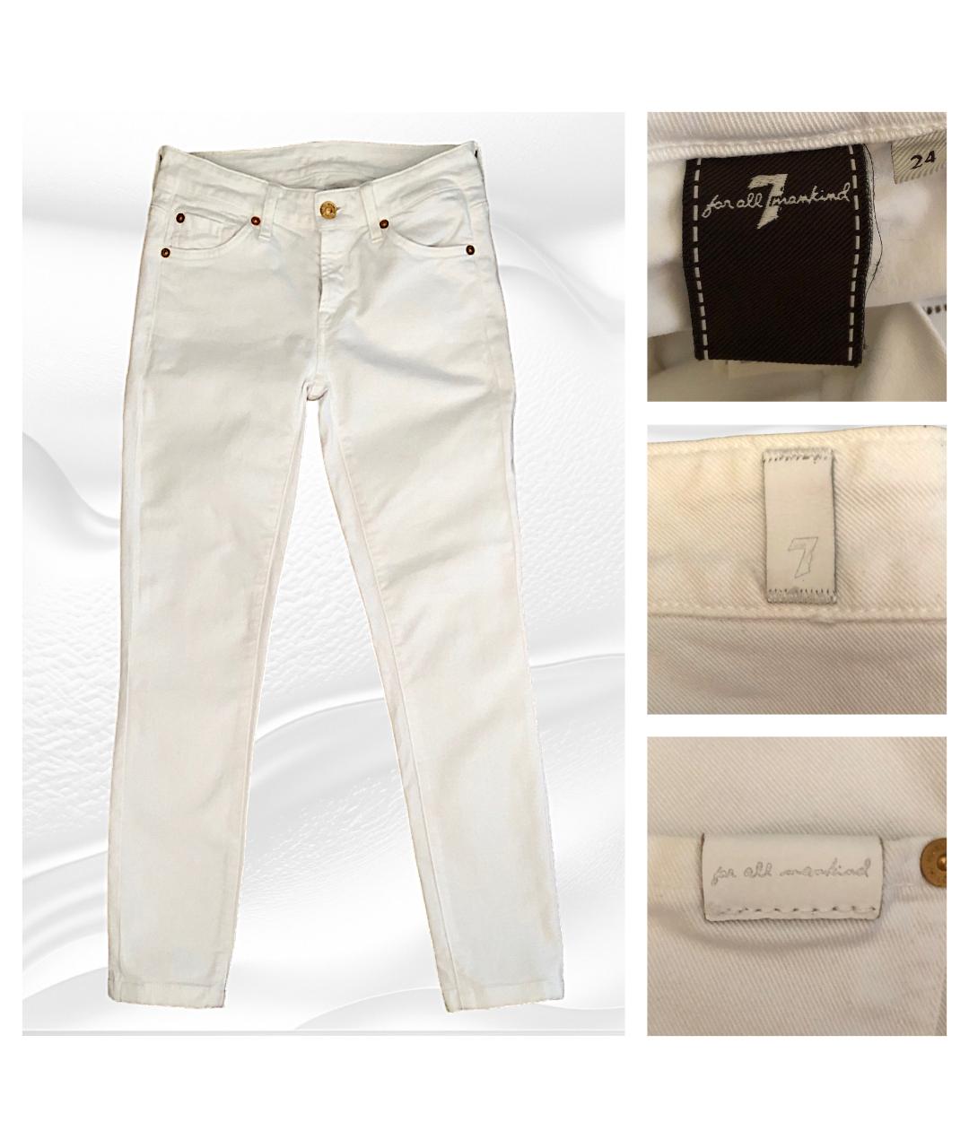 7 FOR ALL MANKIND Белые хлопковые джинсы слим, фото 10