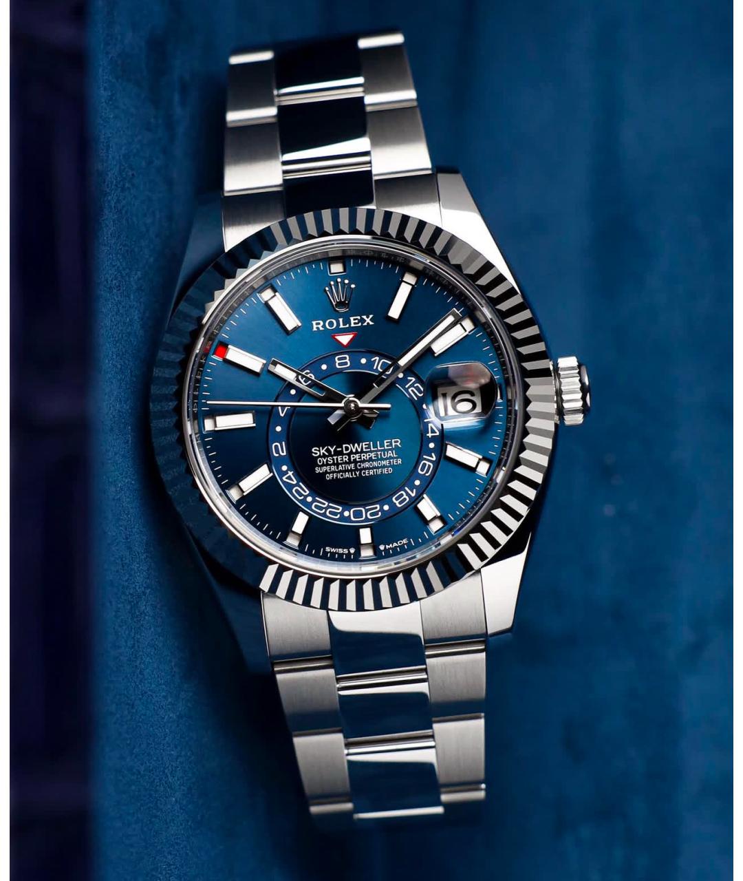 ROLEX Синие часы из белого золота, фото 2