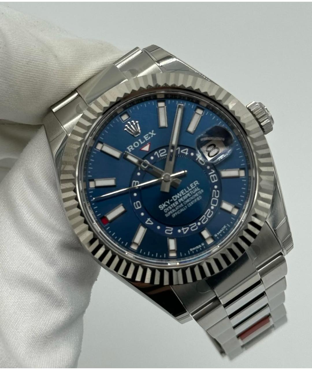 ROLEX Синие часы из белого золота, фото 4