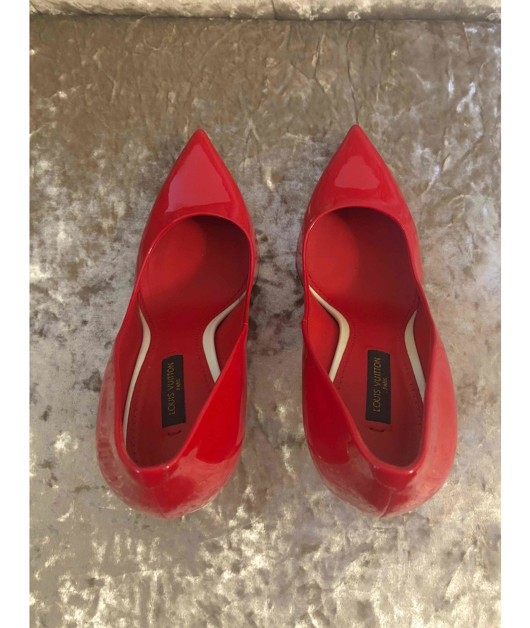 LOUIS VUITTON PRE-OWNED Красные лодочки на низком каблуке из лакированной кожи, фото 3