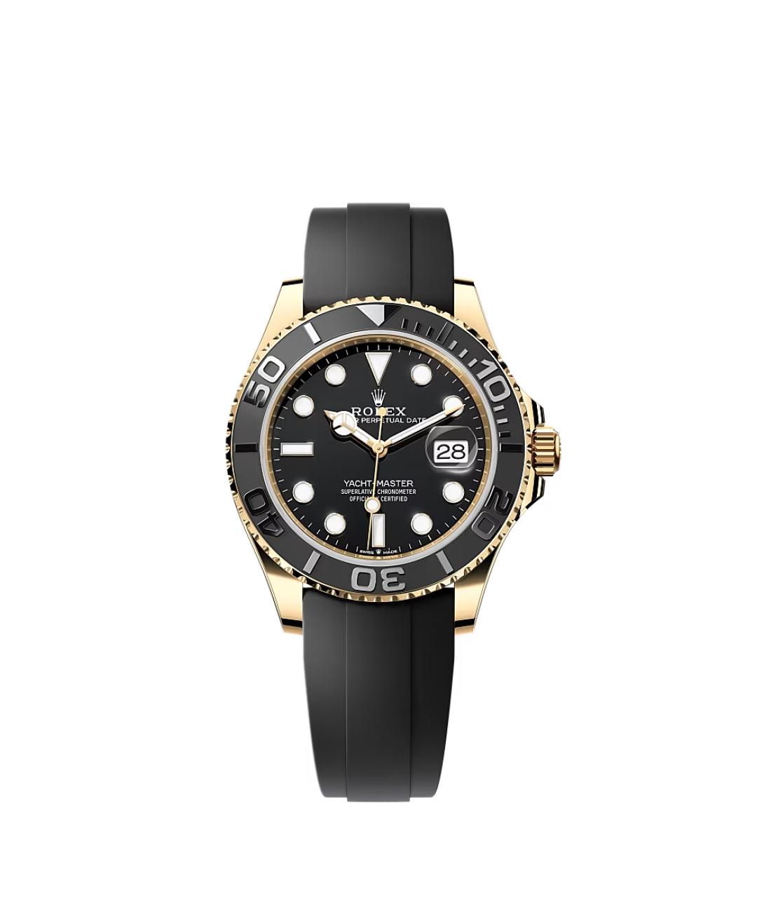 ROLEX Черные часы из желтого золота, фото 3