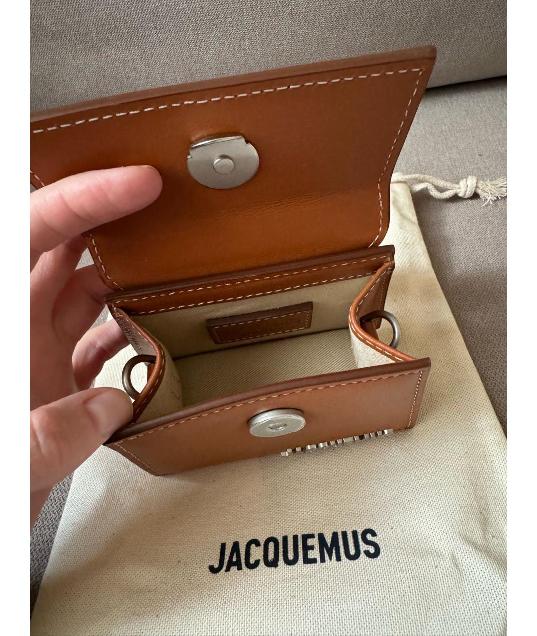 JACQUEMUS Коричневая кожаная сумка через плечо, фото 6