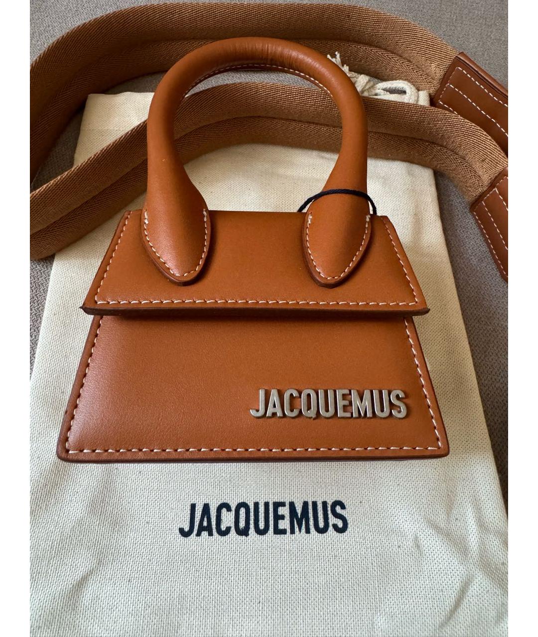 JACQUEMUS Коричневая кожаная сумка через плечо, фото 3