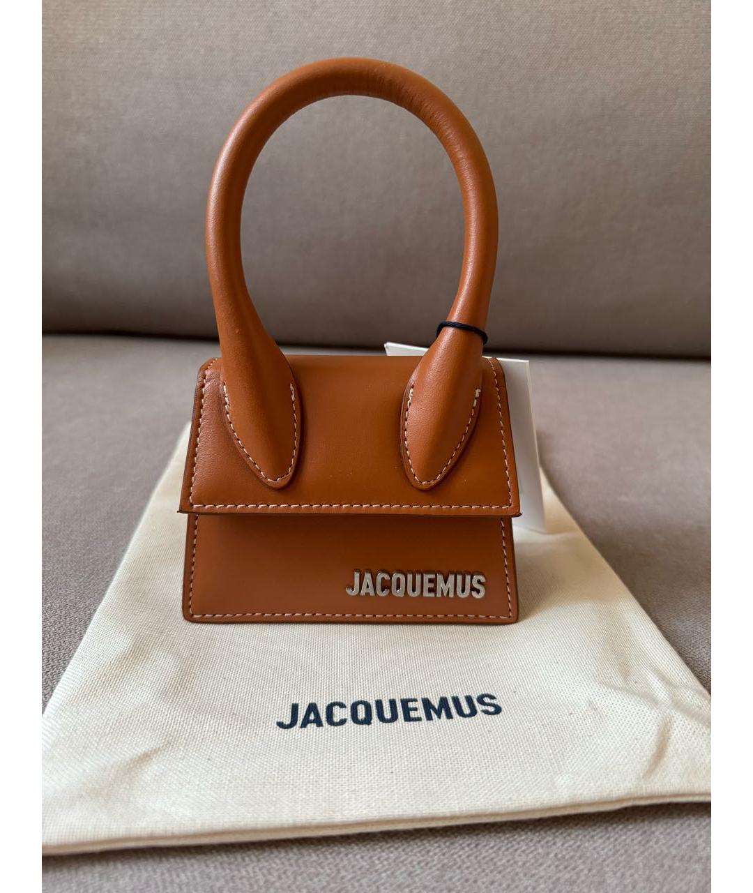 JACQUEMUS Коричневая кожаная сумка через плечо, фото 5