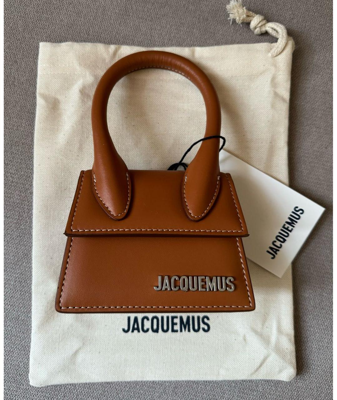 JACQUEMUS Коричневая кожаная сумка через плечо, фото 4