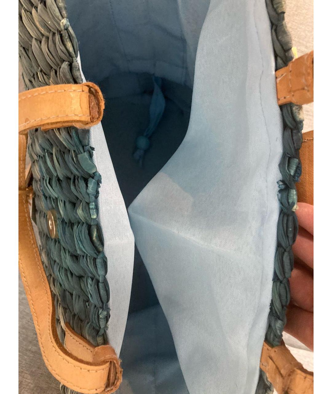 MISSONI Голубая пелетеная сумка с короткими ручками, фото 4