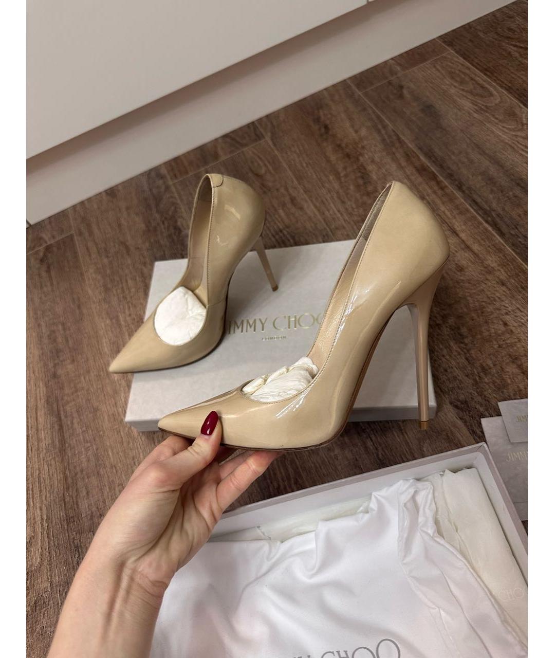 JIMMY CHOO Бежевые кожаные туфли, фото 7