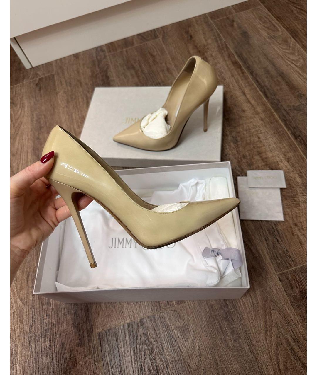JIMMY CHOO Бежевые кожаные туфли, фото 6
