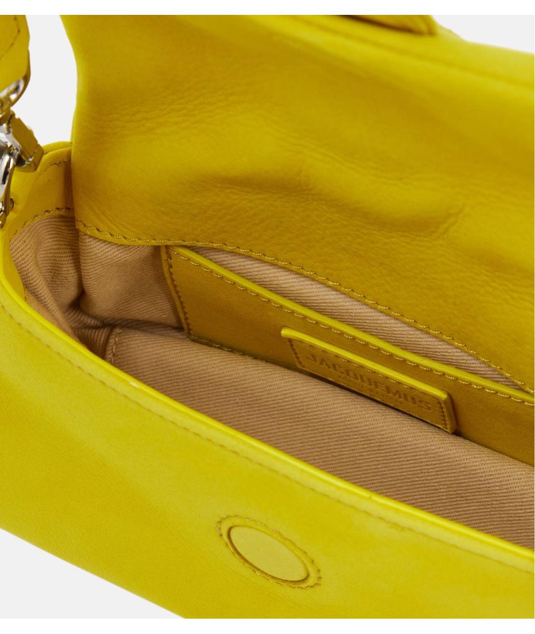 JACQUEMUS Желтая кожаная сумка с короткими ручками, фото 3