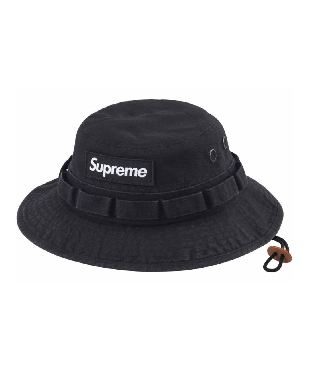 SUPREME Черная хлопковая шляпа, фото 1