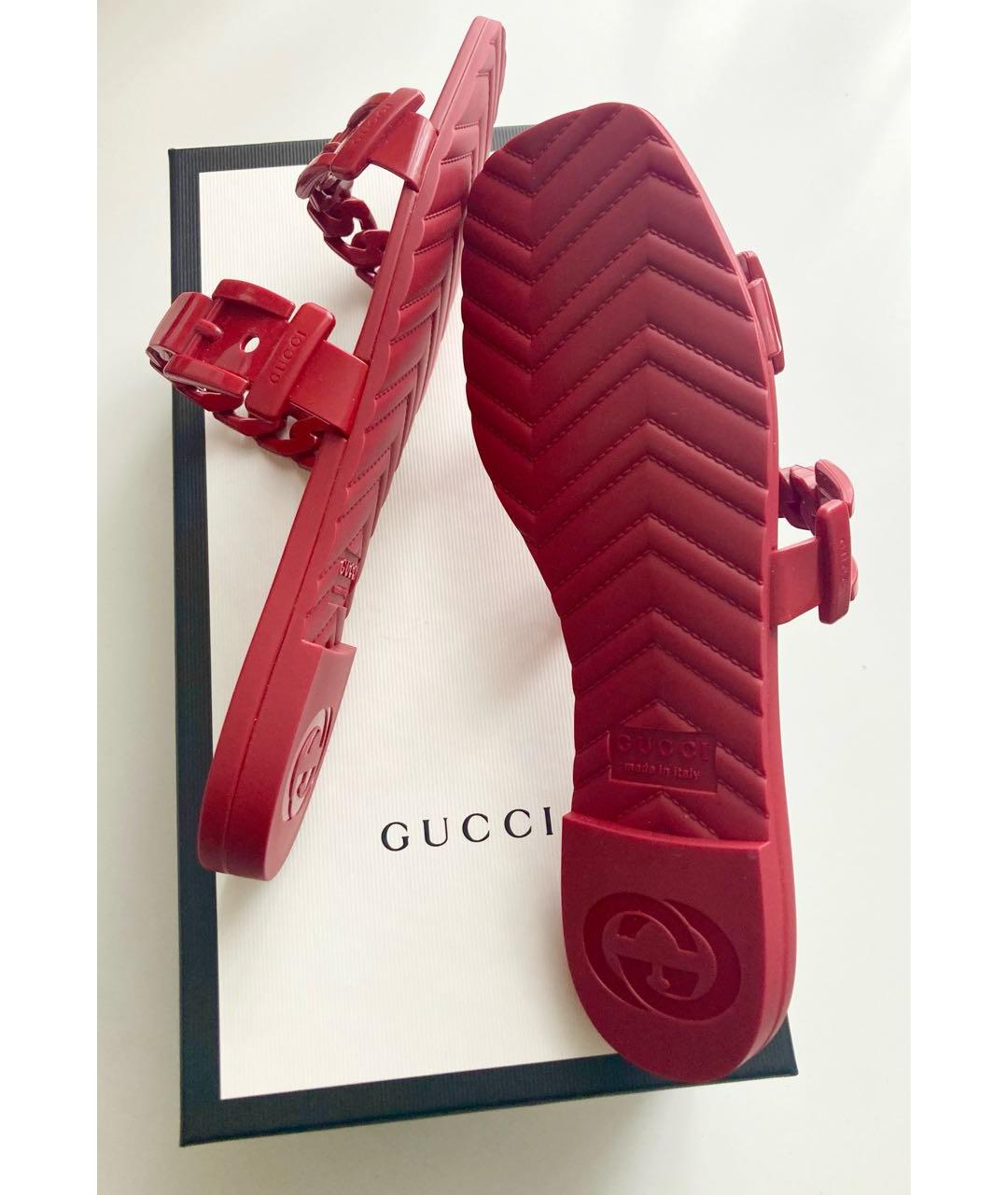 GUCCI Бордовые шлепанцы, фото 3