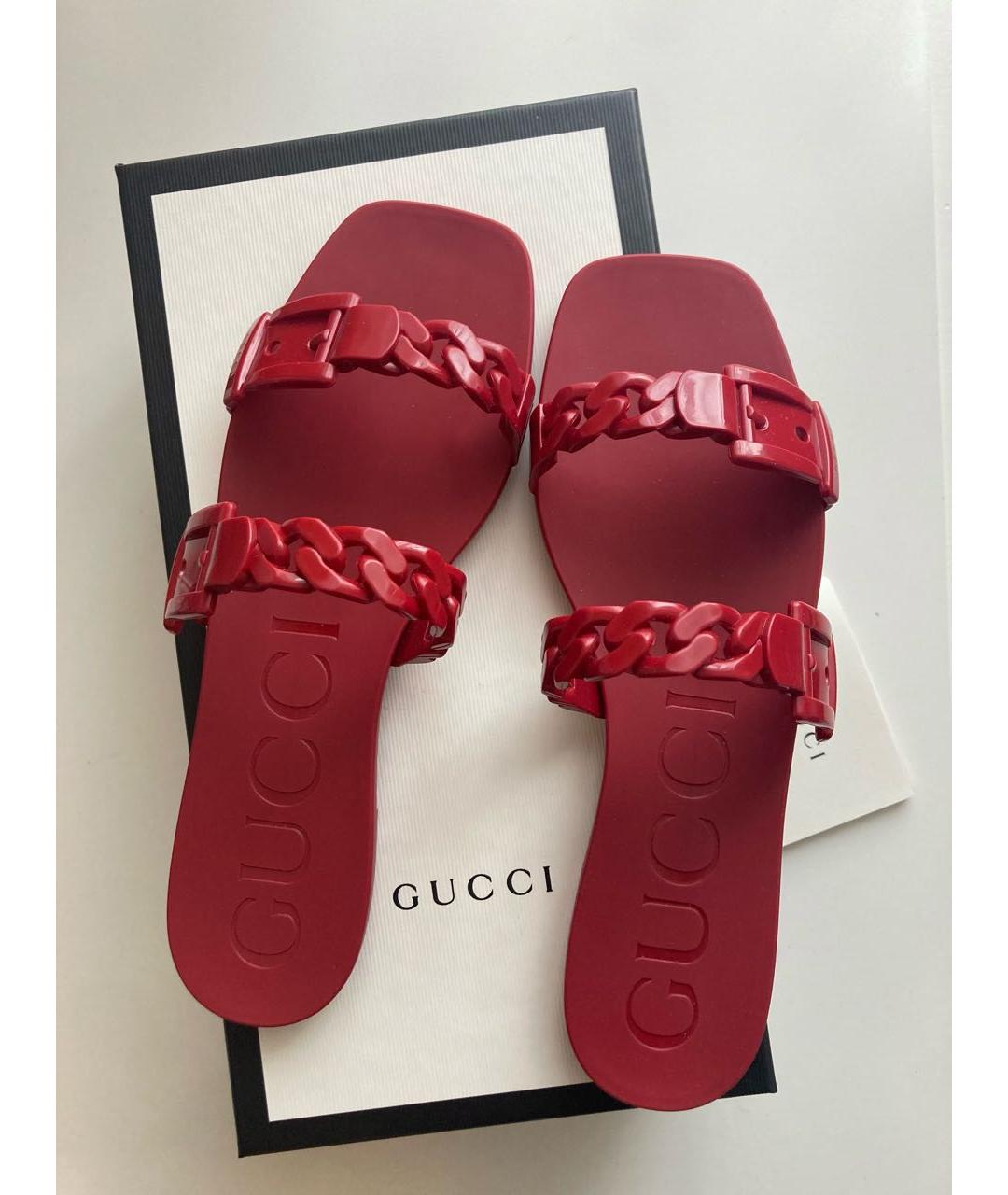 GUCCI Бордовые шлепанцы, фото 2