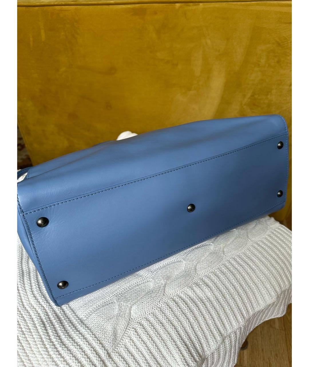 FENDI Голубая кожаная сумка с короткими ручками, фото 4