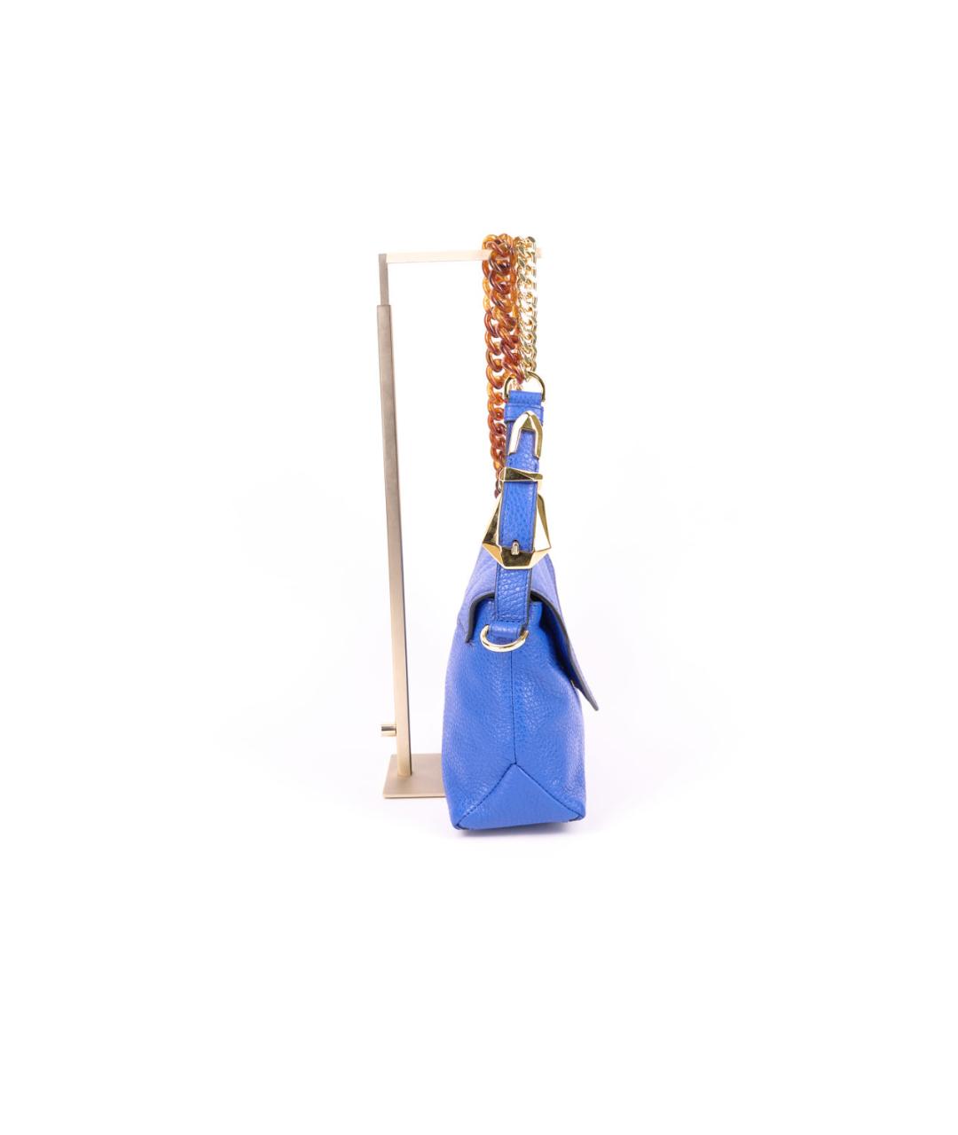 ALBERTA FERRETTI Синяя кожаная сумка с короткими ручками, фото 2