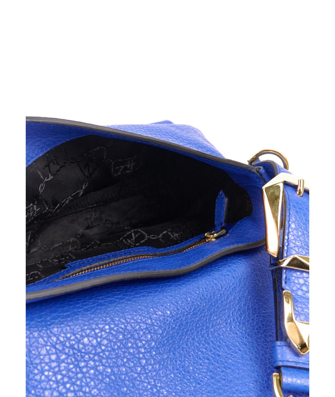 ALBERTA FERRETTI Синяя кожаная сумка с короткими ручками, фото 4