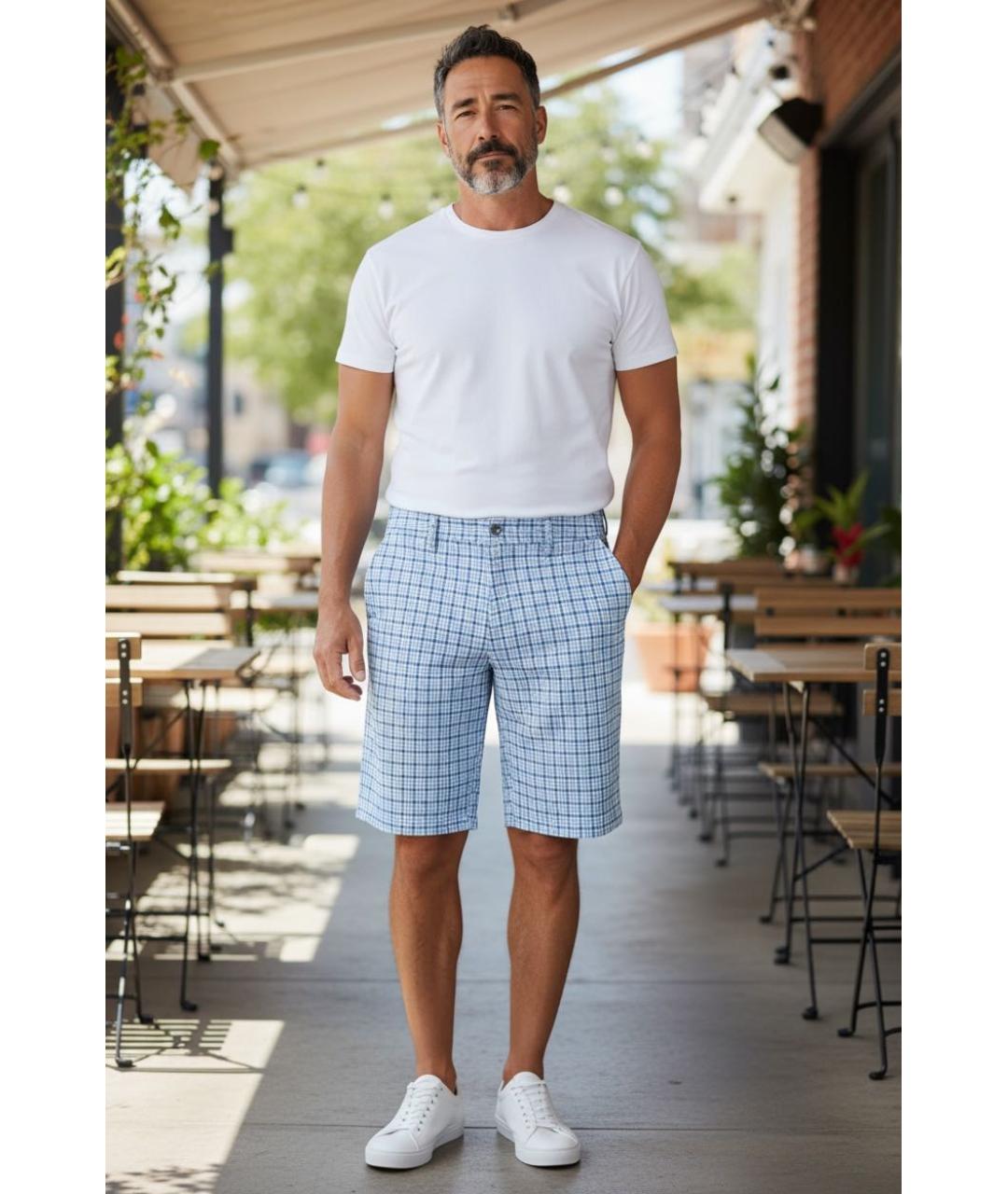 HUGO BOSS Голубые хлопковые шорты, фото 6