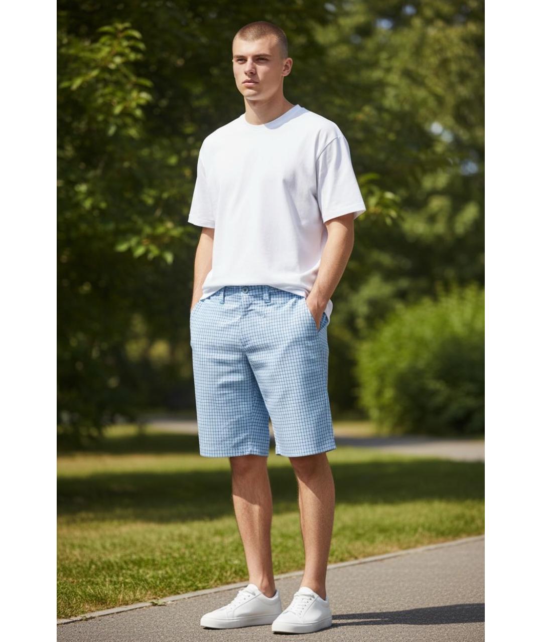 HUGO BOSS Голубые хлопковые шорты, фото 8