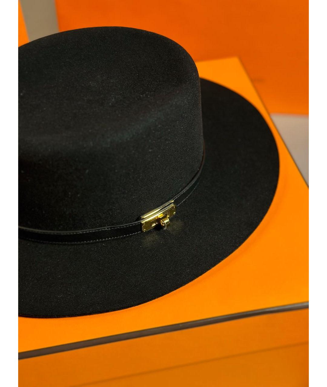 HERMES Черная шерстяная шляпа, фото 8