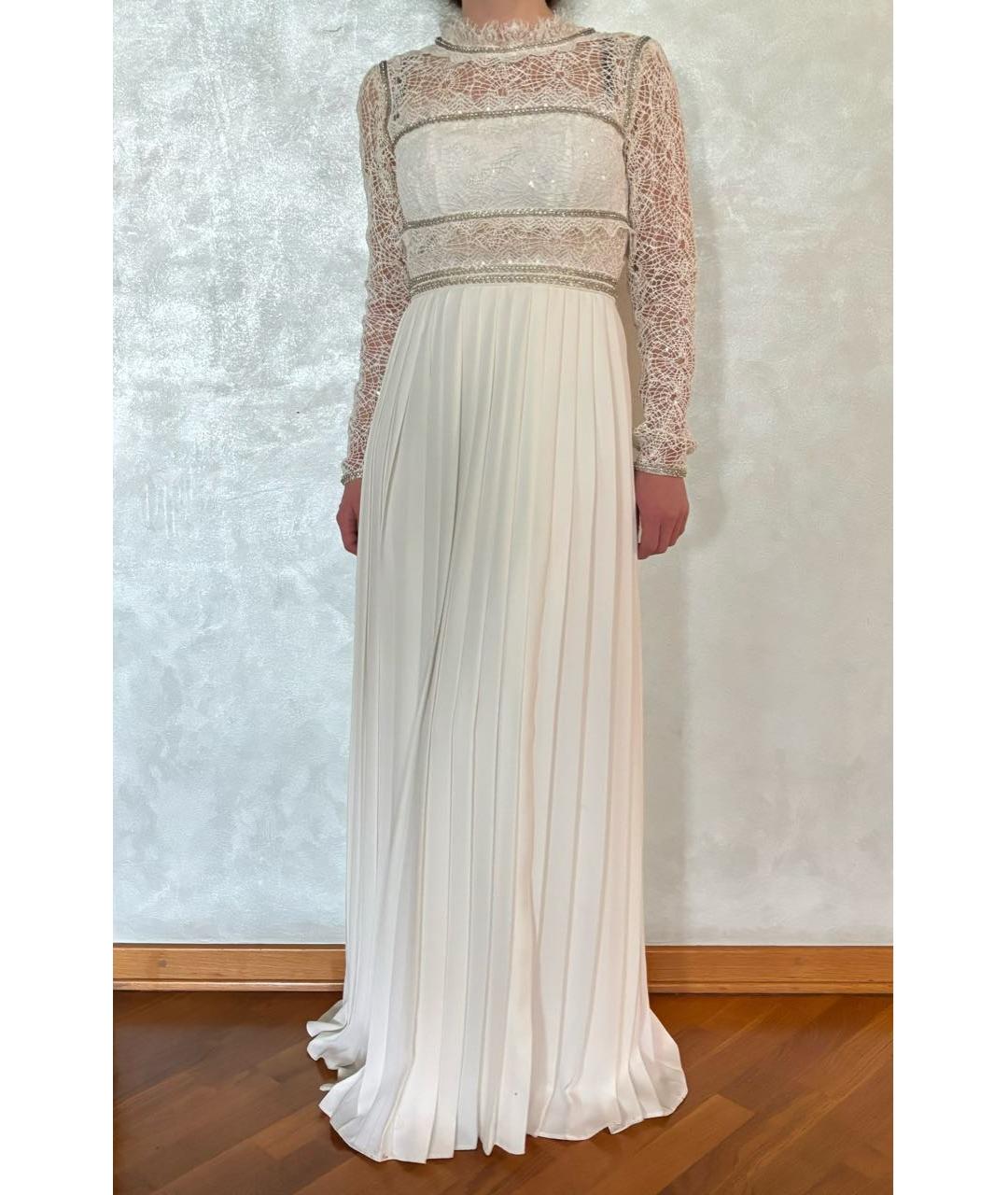 SELF-PORTRAIT Белое шелковое вечернее платье, фото 3