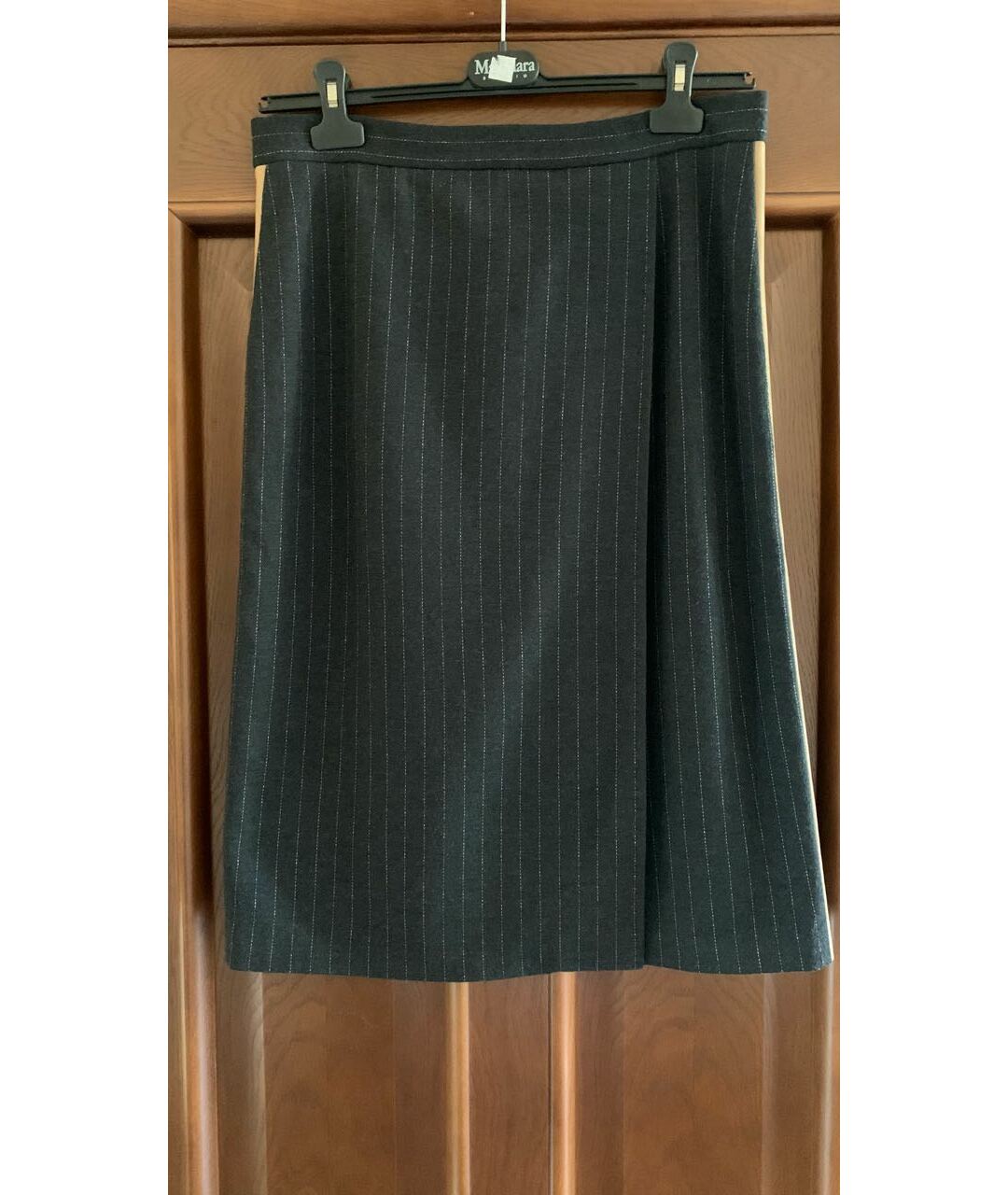 MAX MARA Антрацитовая шерстяная юбка миди, фото 2